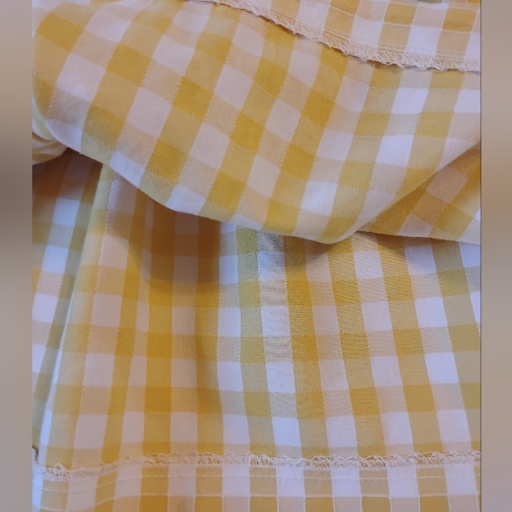 Jacadi French Cottage Farm Skirt Girl Yellow Gingham Check Pocket Flower 4t 5t - Picture 9 of 9